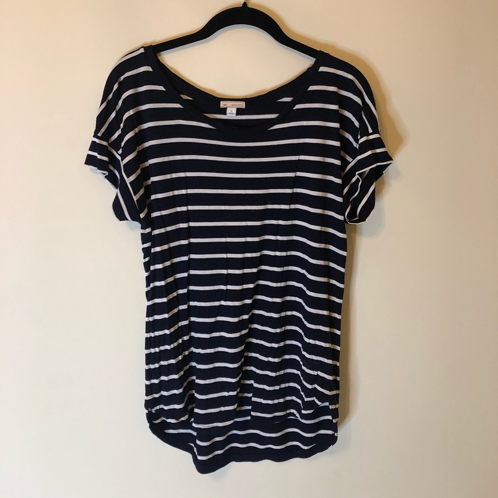 Navy And White Striped Short Sleeve